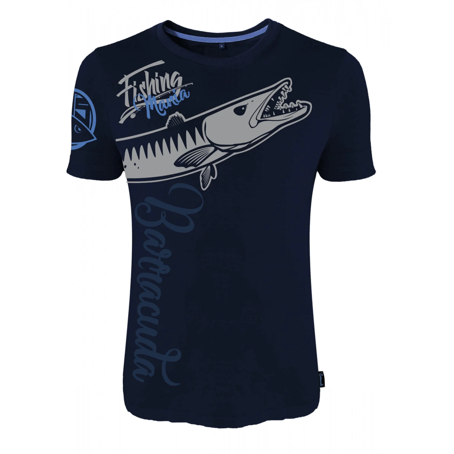 HOTSPOT DESIGN Fishing Mania Barracuda, blue, T-Shirt, Für Meeresangler