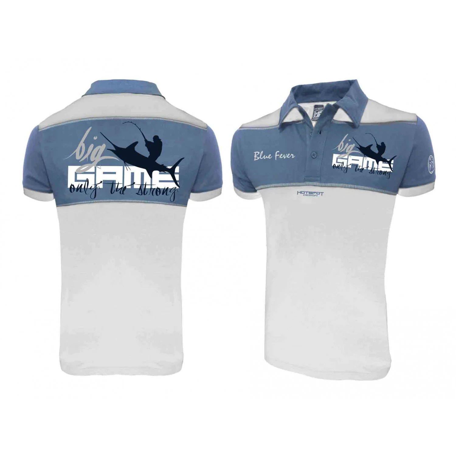 HOTSPOT DESIGN Big Game 2.0, Only The Strong, white-blue, Polo Shirt, for deep-sea anglers