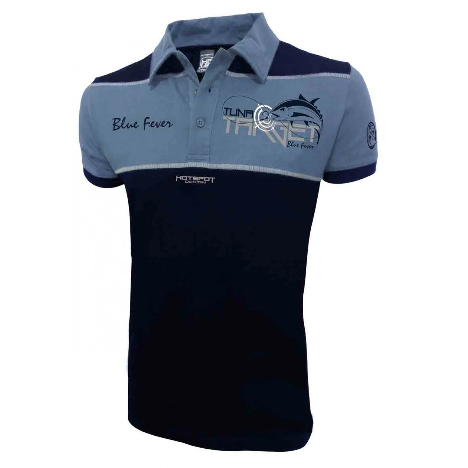 HOTSPOT DESIGN Tuna Target 2.0, Blue Fever, blue, Polo Shirt, for deep-sea anglers