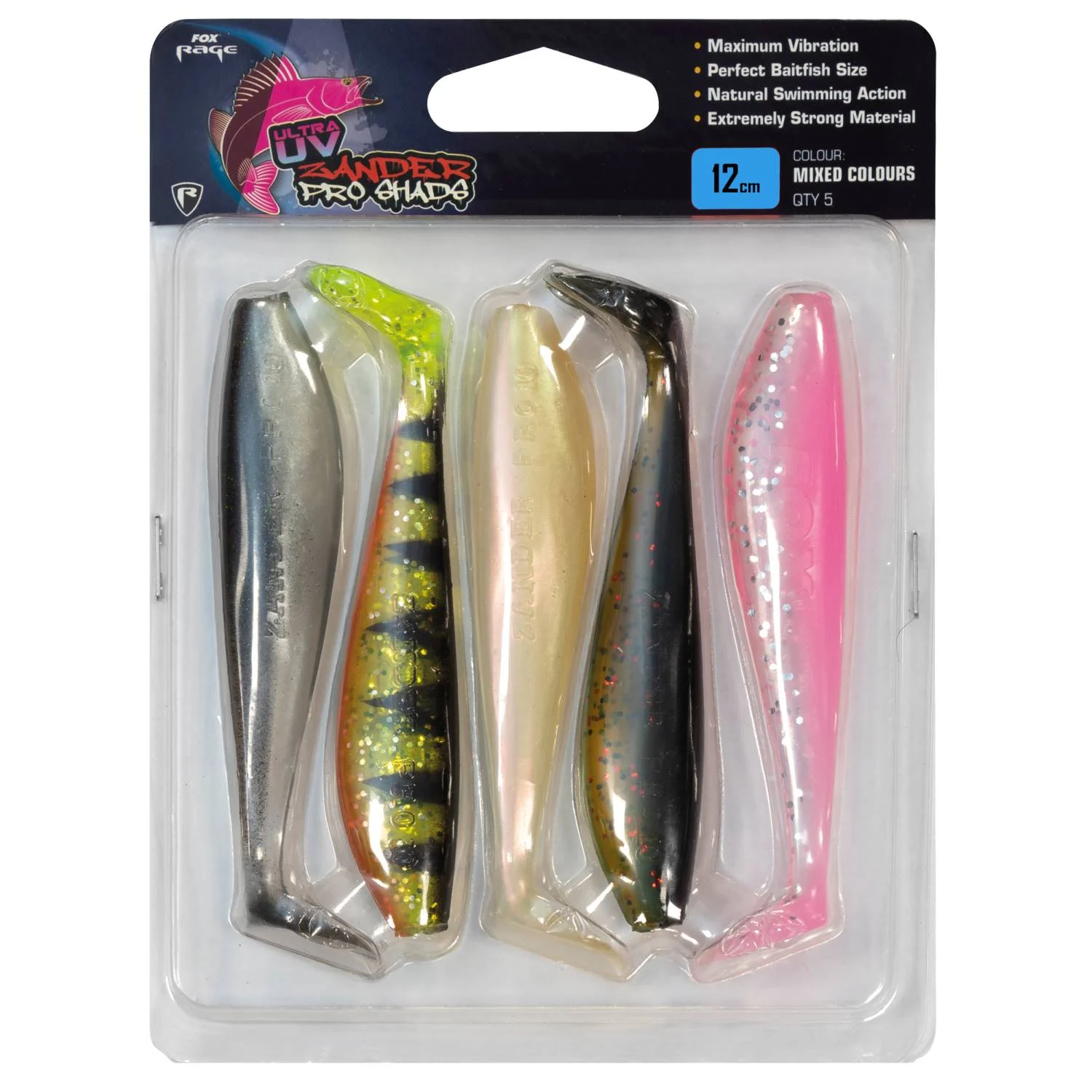 Fox Rage Zander Pro Shad UV Mixed Colour Pack - Gummifisch Länge: 12cm