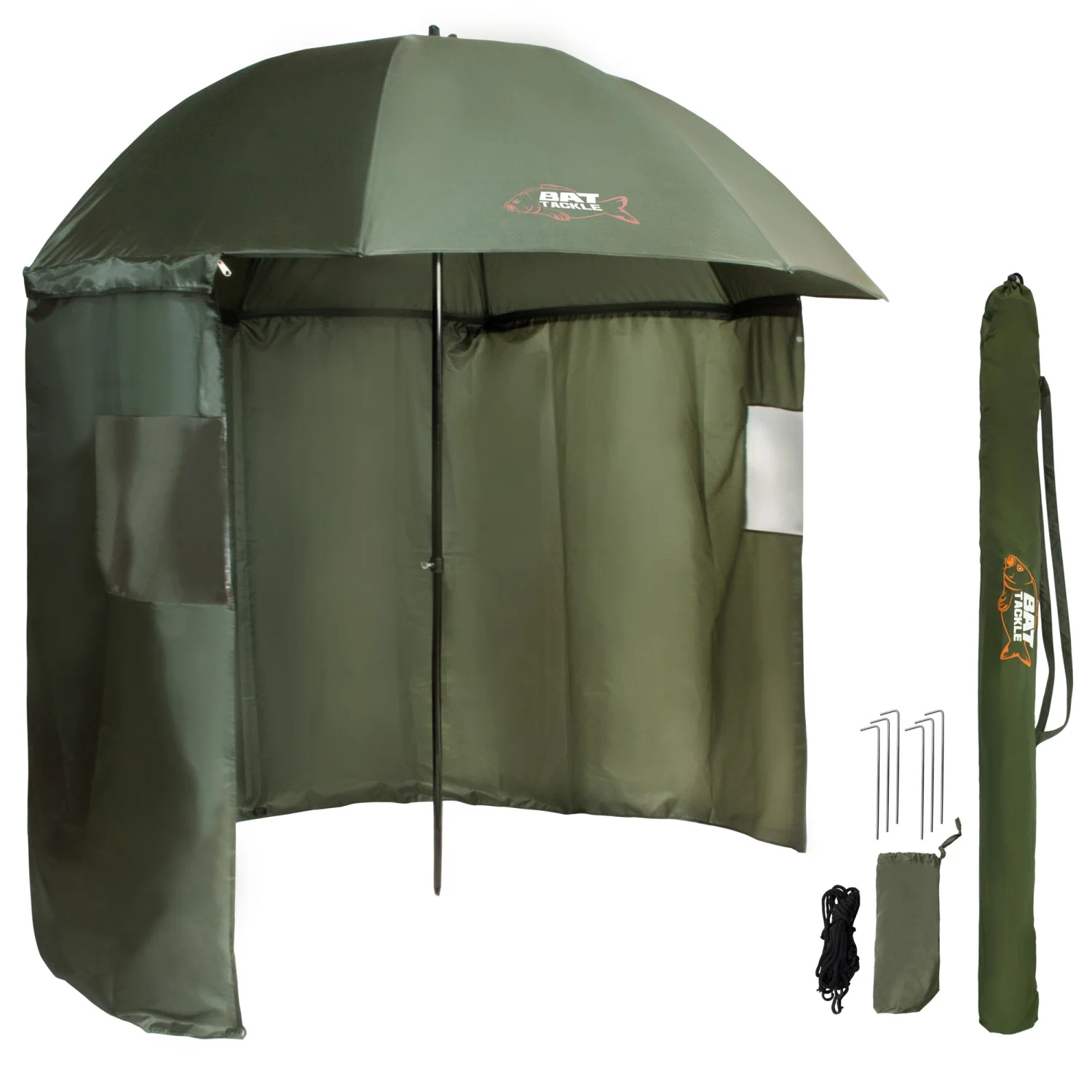 BAT-Tackle PVC Angel Schirmzelt halbgeschlossen Farbe: olivgrün | Bogenmaß: 220cm