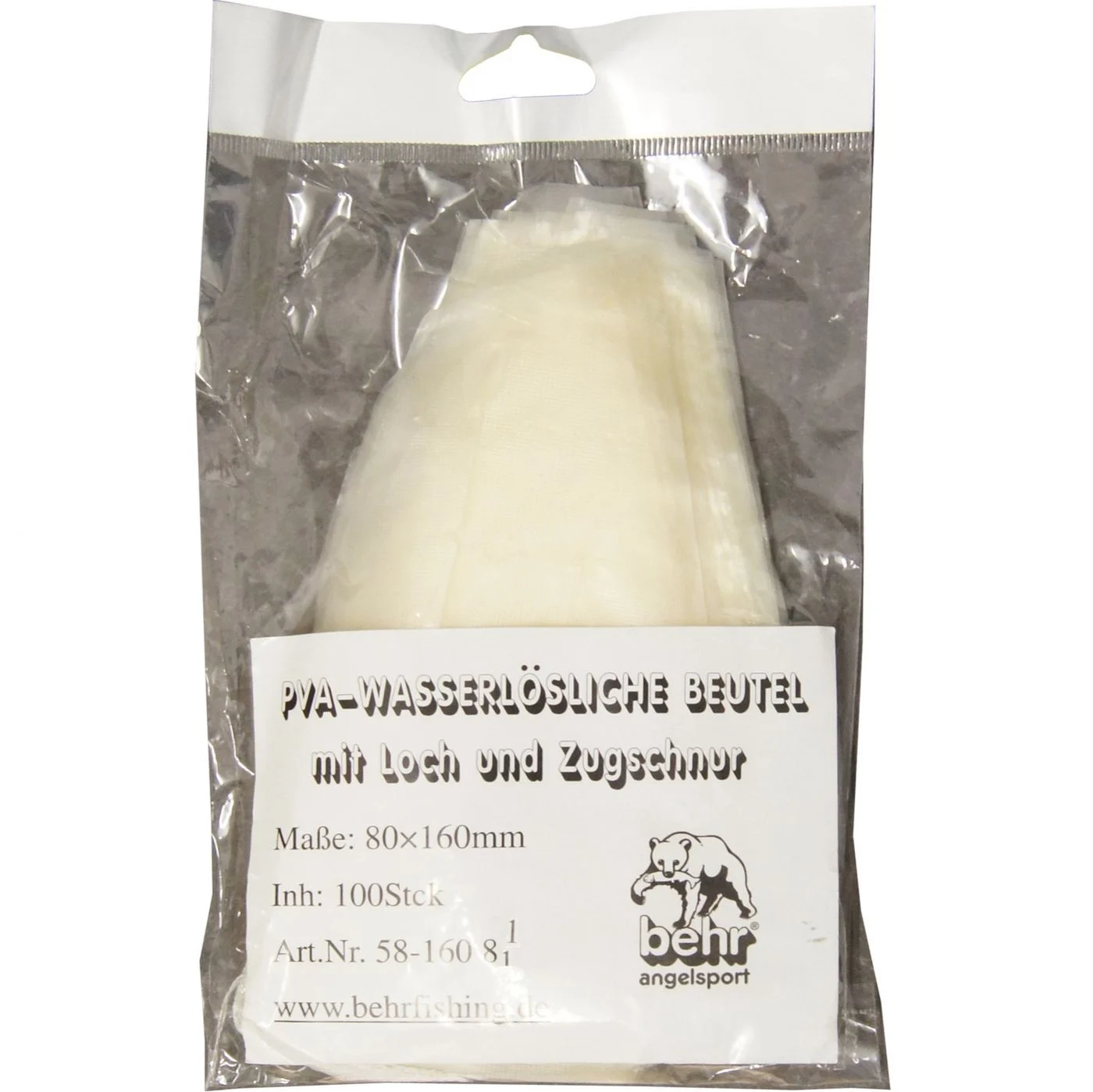 100 PVA Beutel mit Loch Bag Bags Karpfen 80* 160