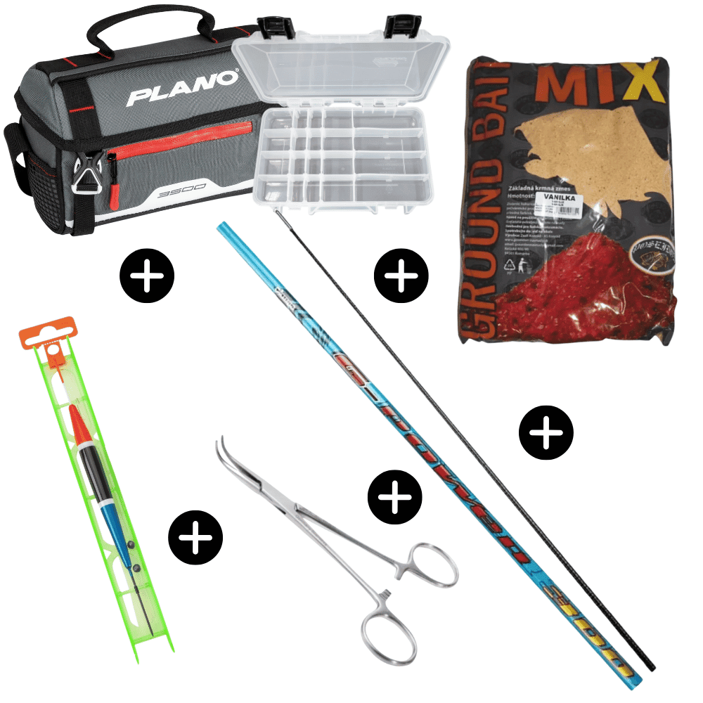 Kinder Komplett Set Stipprute 3 Meter + Fertigangel + Plano Tasche + Box + Futter + Arterienklemme