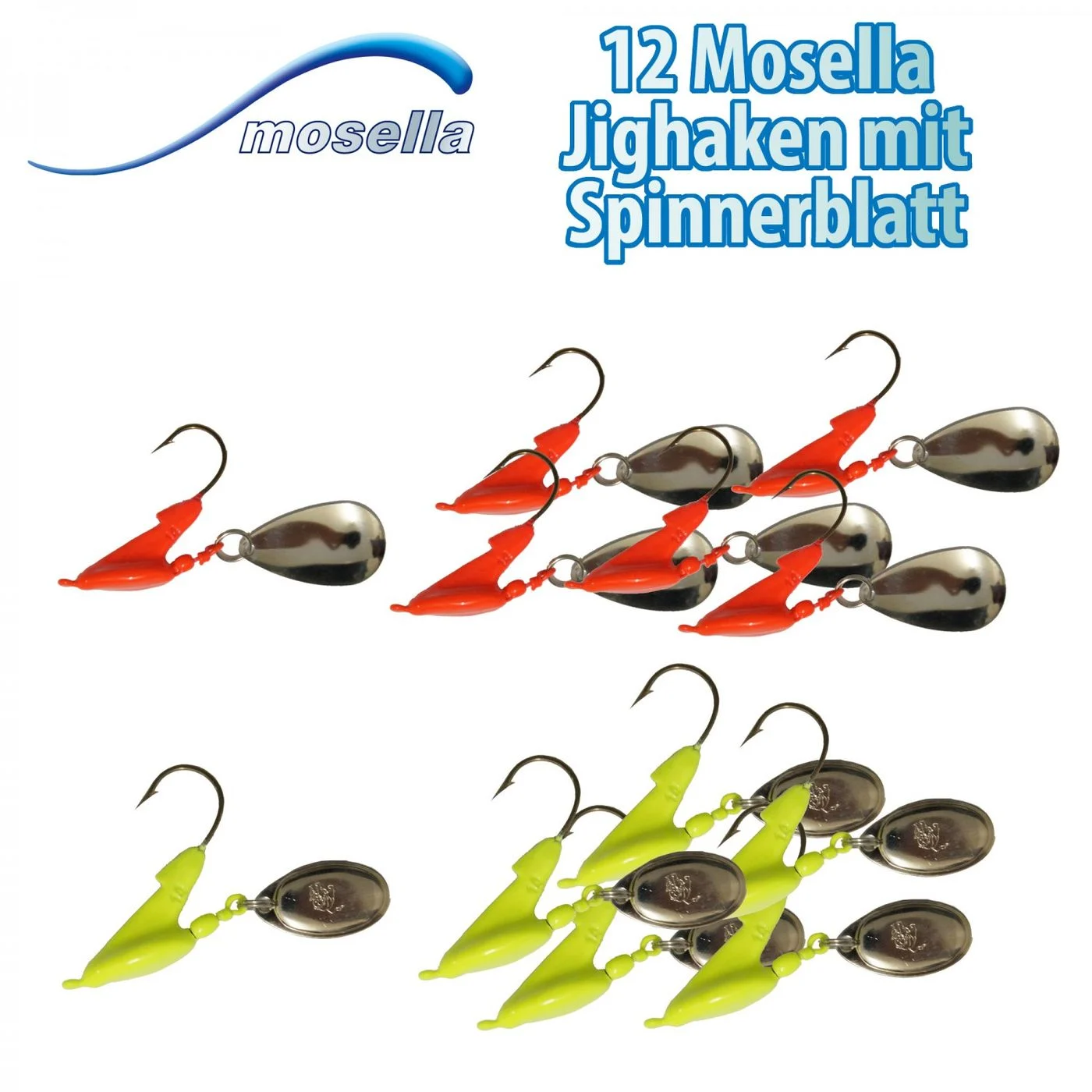 12 Mosella Standup Jighaken mit Spinnerblatt 3/0 14g
