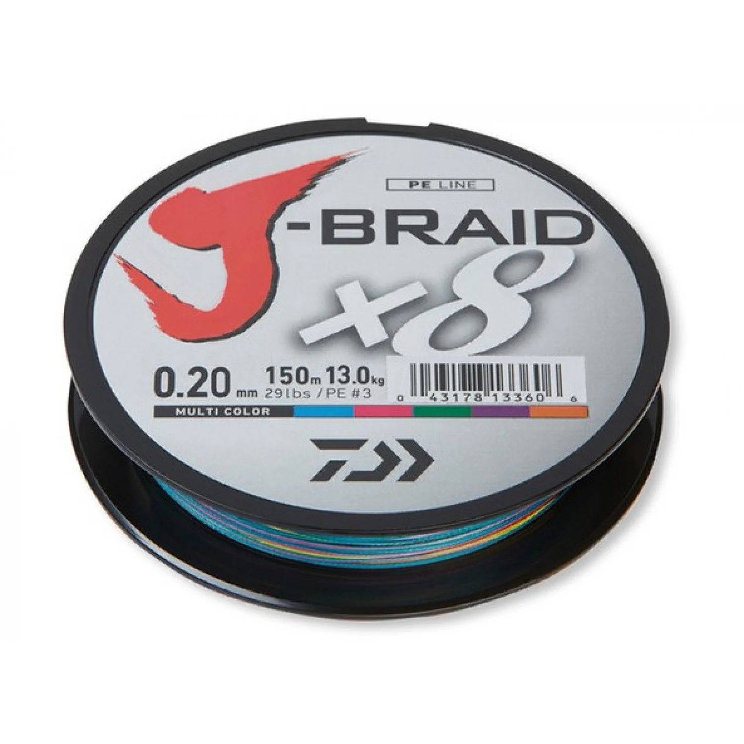 Daiwa J-Braid X8, multicolor 150m, 300m, 1500m - round braided line
