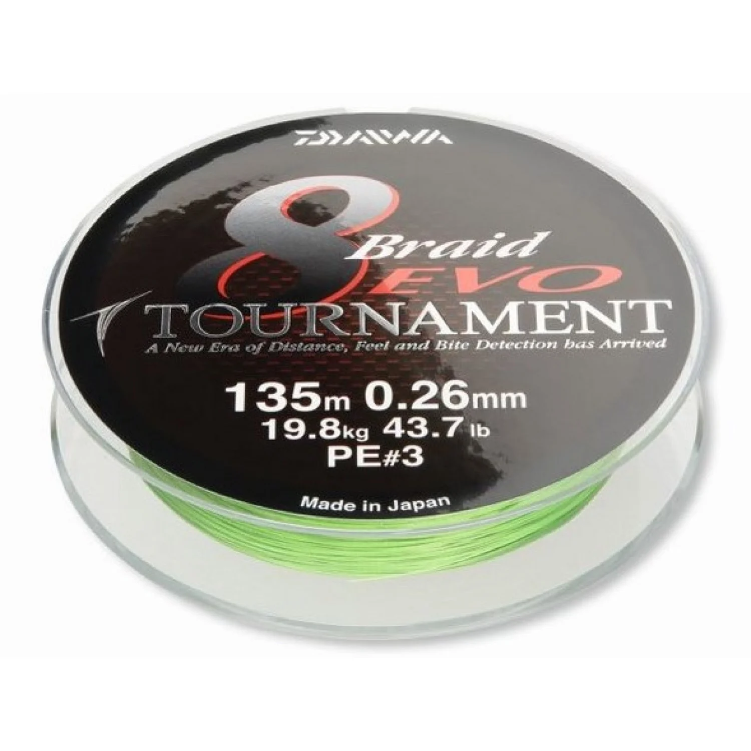 Daiwa Tournament 8 Braid Evo, chartreuse, 135m, 300m, 1000m - round braided line