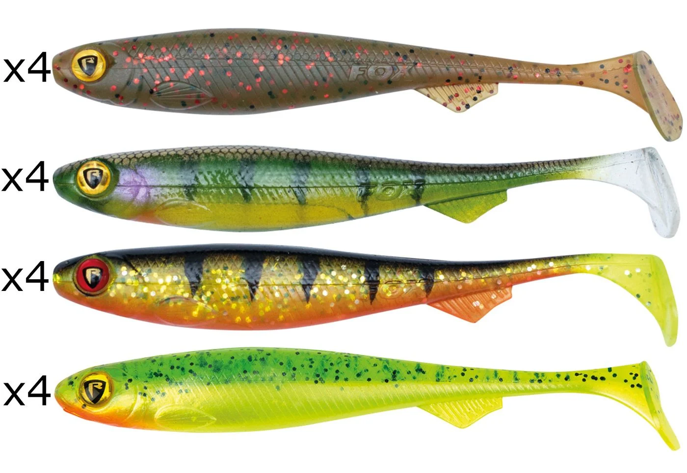 [Paket] 16 Fox Rage Slick Shad 11cm Gummifische - Angelköder Set