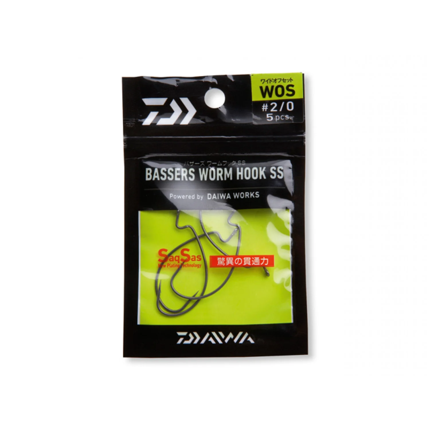 Daiwa Bassers Wormhook WOS, HkSz. 1/0, 3/0, Special hook, SaqSas technology