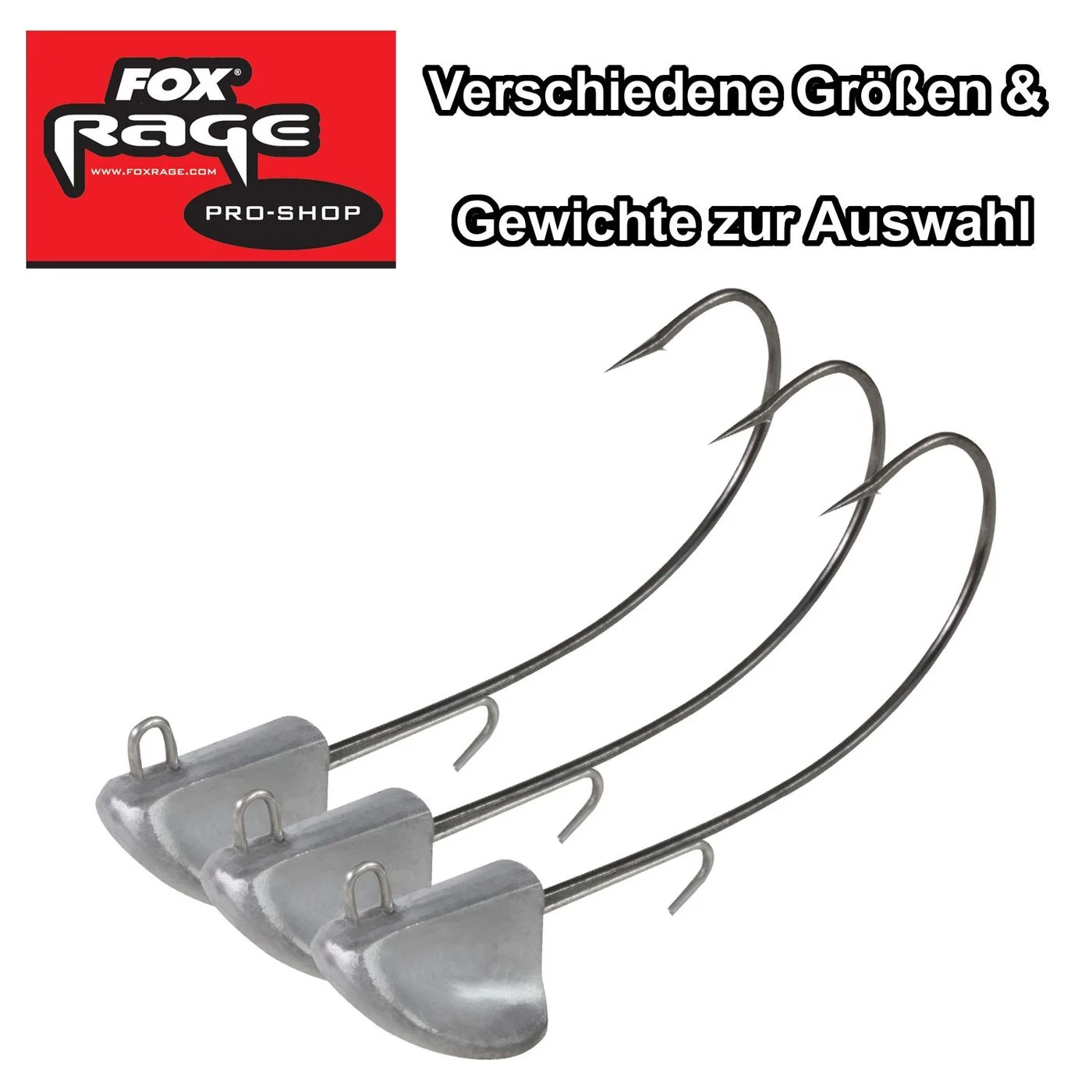3 Fox Rage Jigköpfe Stand Up Bigfoot Jigs Jighaken 15g / Gr. 2/0