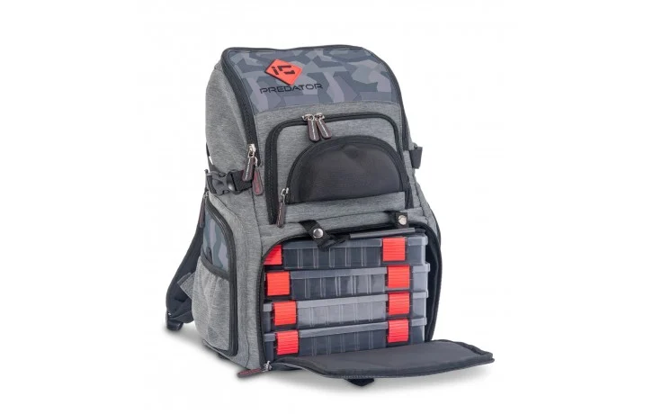 Iron Claw Back Packer II Angelrucksack mit 4 Boxen und Rutenhalter an den Seiten 33 * 20 * 45 cm