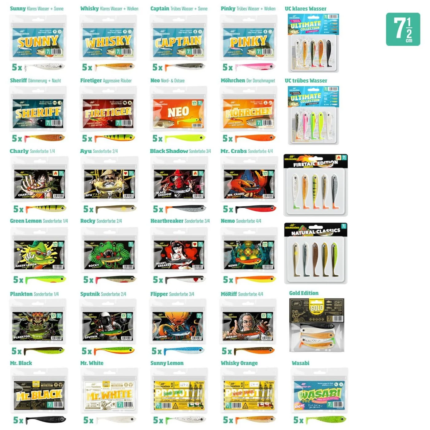 5 Lieblingsköder Gummifische zum Zanderangeln mit Gummifisch 7,5cm Sunny