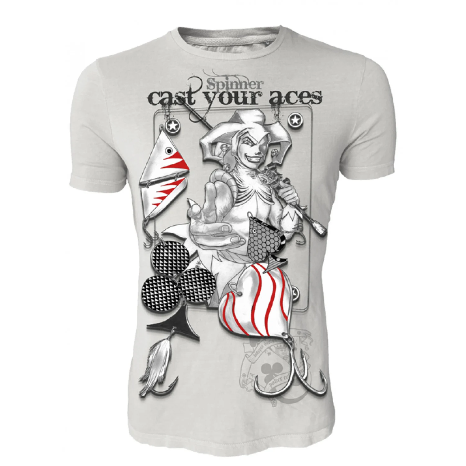 HOTSPOT DESIGN Spinner, Cast Your Aces, grey, Poker Kollektion T-Shirt, For anglers
