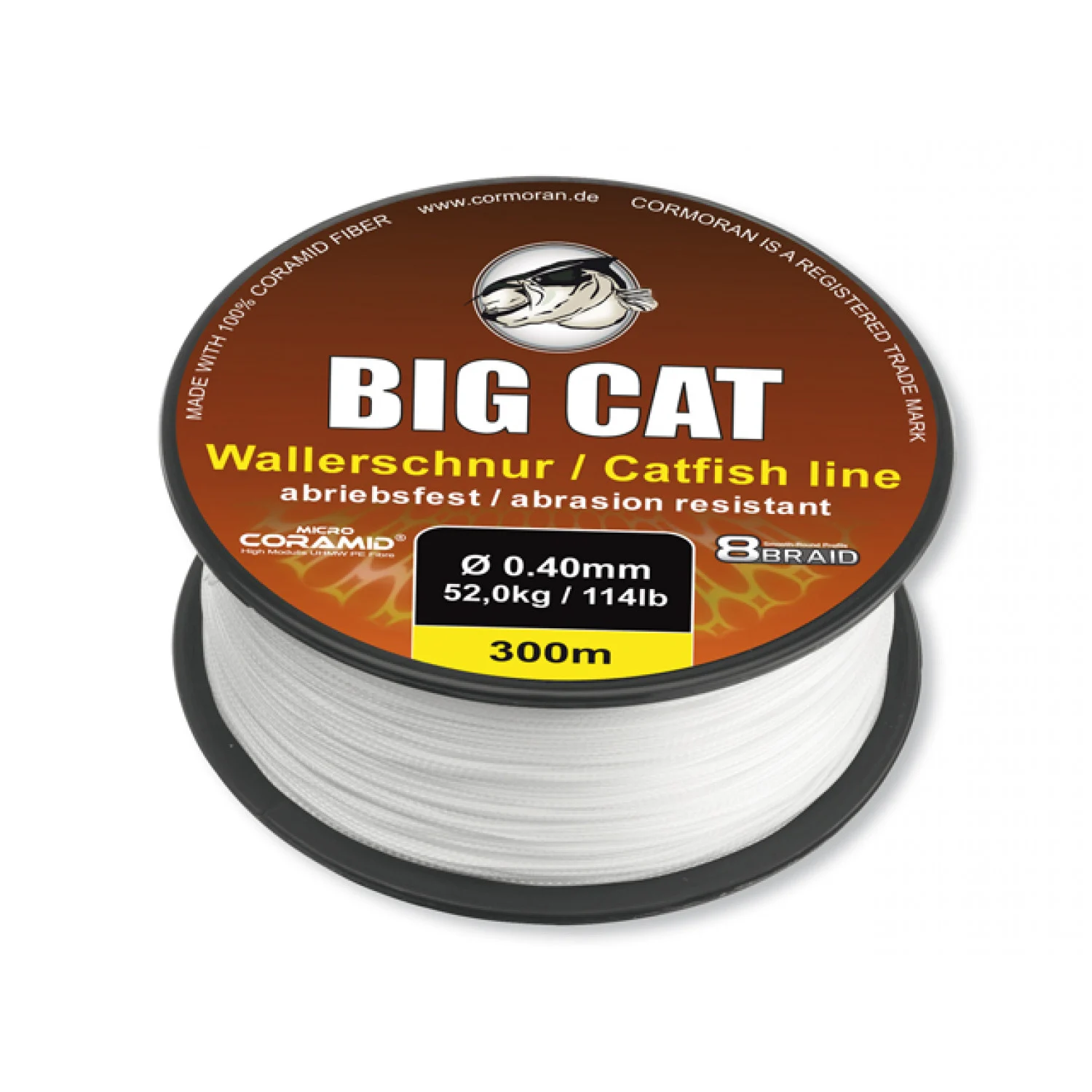 CORMORAN BIG CAT 8-BRAID CATFISH LINE, white, Micro Coramid Catfish cord