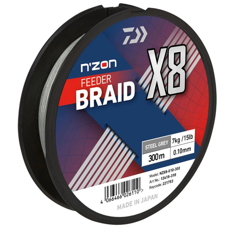 Daiwa N'ZON X8 Braid 0,10 mm 7 kg 300 m Stahlgrau