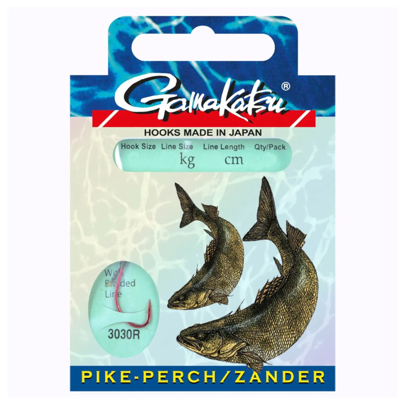 Gamakatsu Zander LS-3030 Braided 60cm Rot - 3 Angelhaken Gr. 1