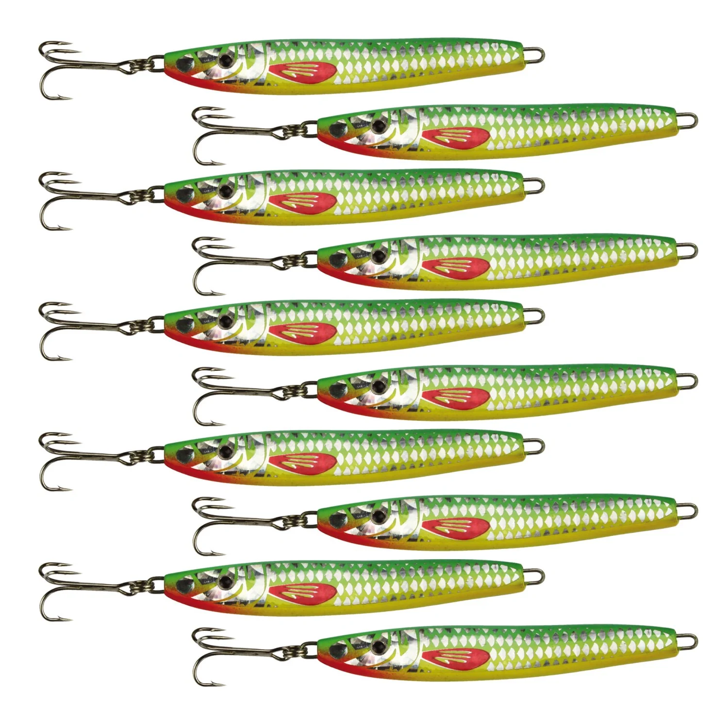 Angel Domäne Fjord Pilker grün/gelb 50g 10er Set