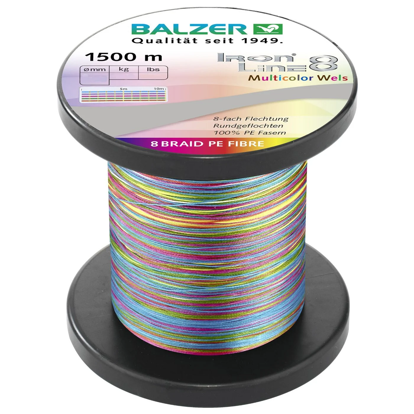 Balzer Ironline Catfish Multicolor - 1500m geflochtene Wallerschnur 0.40mm / 40.8kg