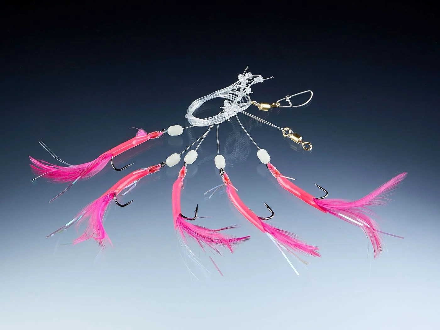 Balzer Makrelen- und Köhler System Pink mit 5 Haken - Meeresvorfach 175cm / Gr. 4/0 / 5 Stück