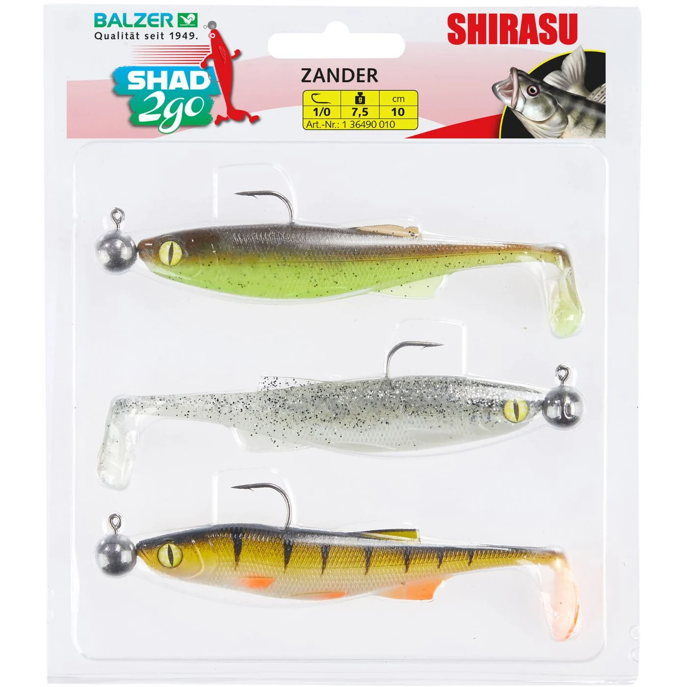 Balzer Shad 2go Set Zander 10cm 7,5g - 3 Gummifische im Set