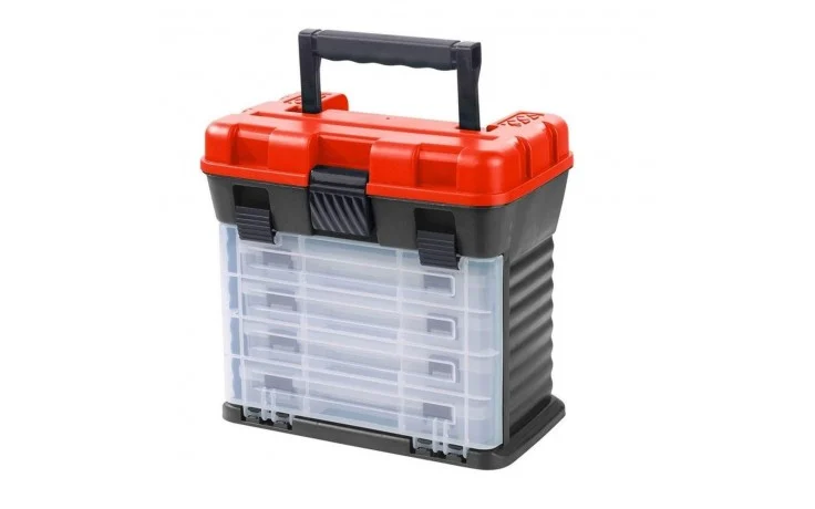 Balzer Shirasu Organizer Angelkoffer Angelbox 28 * 17,5 * 26 cm mit 4 Kunstköderboxen