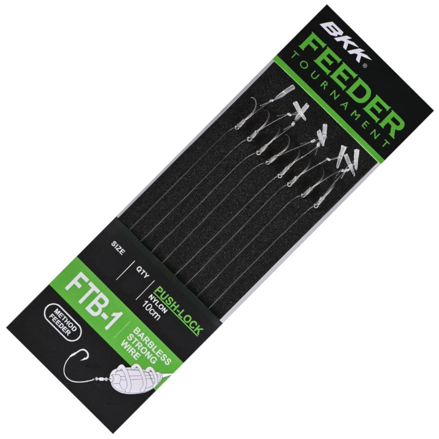 BKK Feeder Tournament FTB-1 Barbless Push-Lock Rigs - 8 Feederrigs