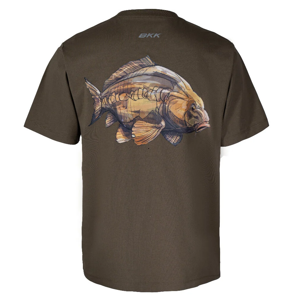 BKK Short Sleeve Casual Shirt Carp T-Shirt Green Size S