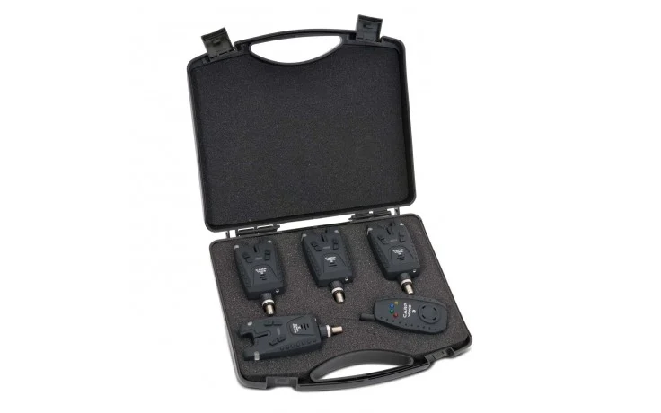 Carp Voice 3 4+1 Funk Set r+gr+bl+yell. Funkbissanzeiger mit 100 Meter Reichweite