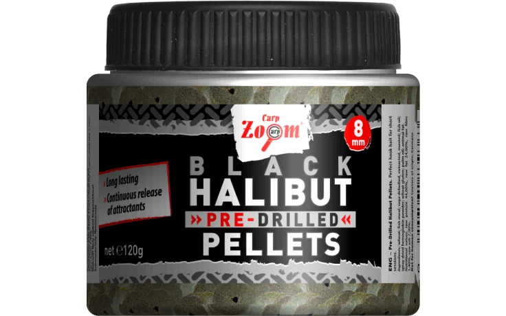 Carp Zoom Black Halibut Pre Drilled Pellets 15 mm 120 Gramm