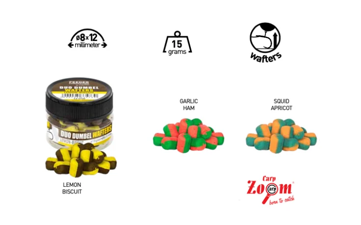 Carp Zoom Method Duo Dumbel Wafters Squid ApricotØ 8 x 12mm 15 Gramm