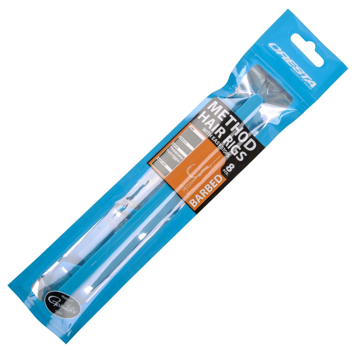Cresta Method Hair Rigs + Stop - 8 gebundene Angelhaken Gr. 16 /3.8kg /0.20mm