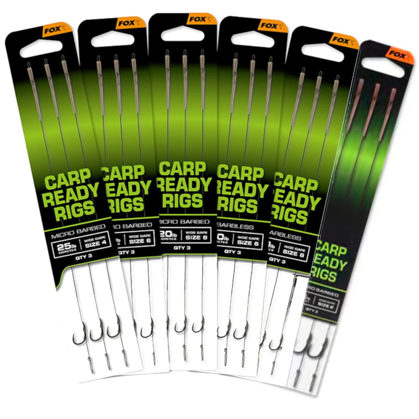 Fox Carp Ready Rigs Wide Gape - 3 Karpfenvorfächer