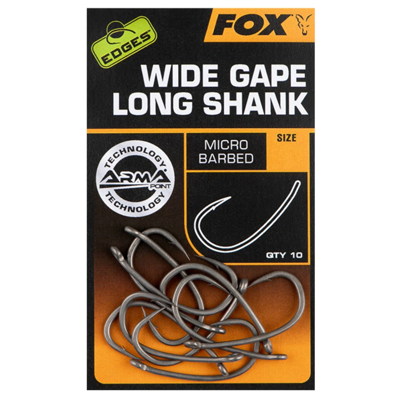 Fox Edges Armapoint Super Wide Gape Long Shank Hooks - 10 Haken