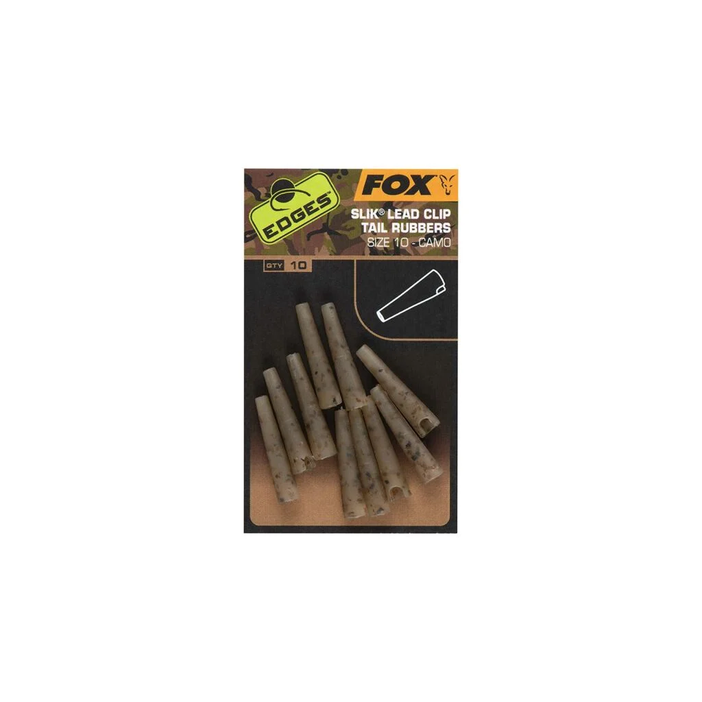 Fox Edges Camo size 10 slik lead clip tail rubber