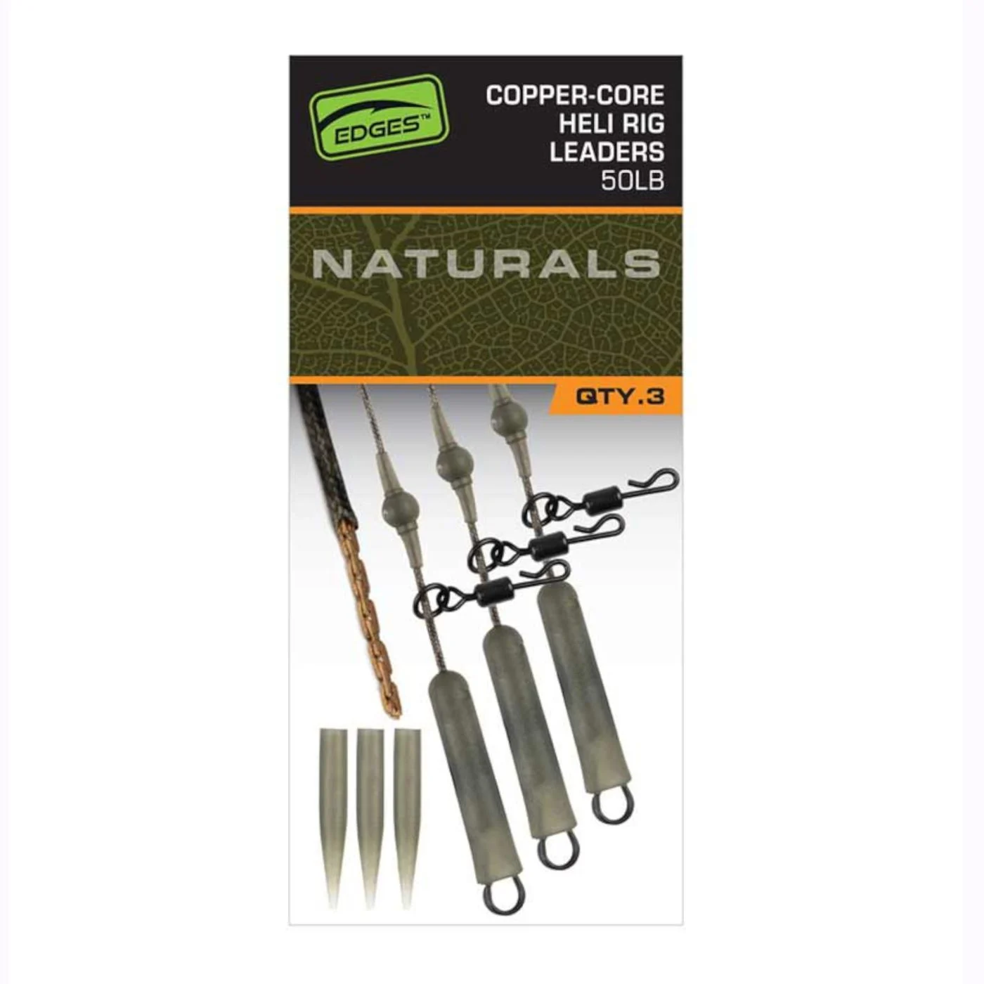 Fox Edges Naturals Copper-Core Heli Rig Leaders x3 - 3 Karpfenvorfächer