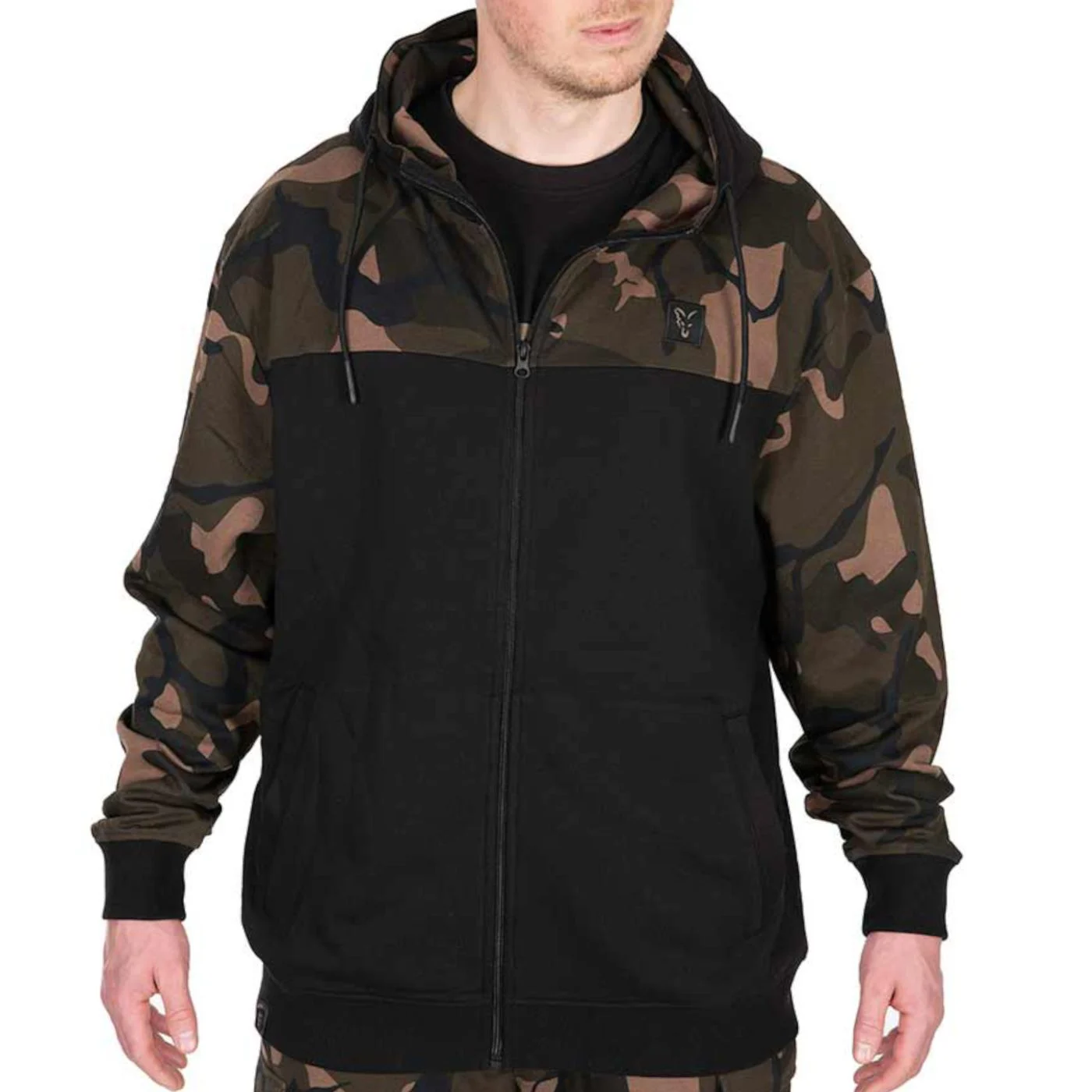 Fox LW BLack / Camo Split Zip Hoody - Angelpullover S