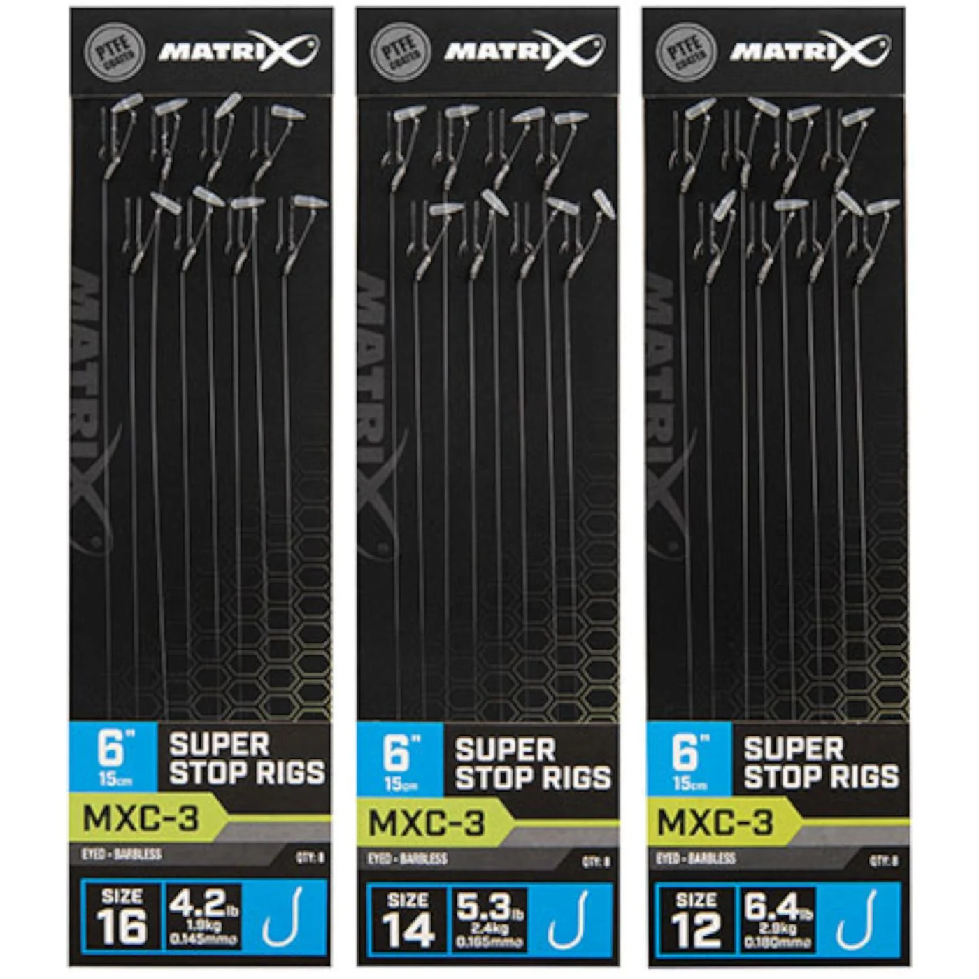 Fox Matrix MXC-3 15cm Super Stops Rigs - 8 Pelletvorfächer Gr. 16 /1.9kg /0.145mm