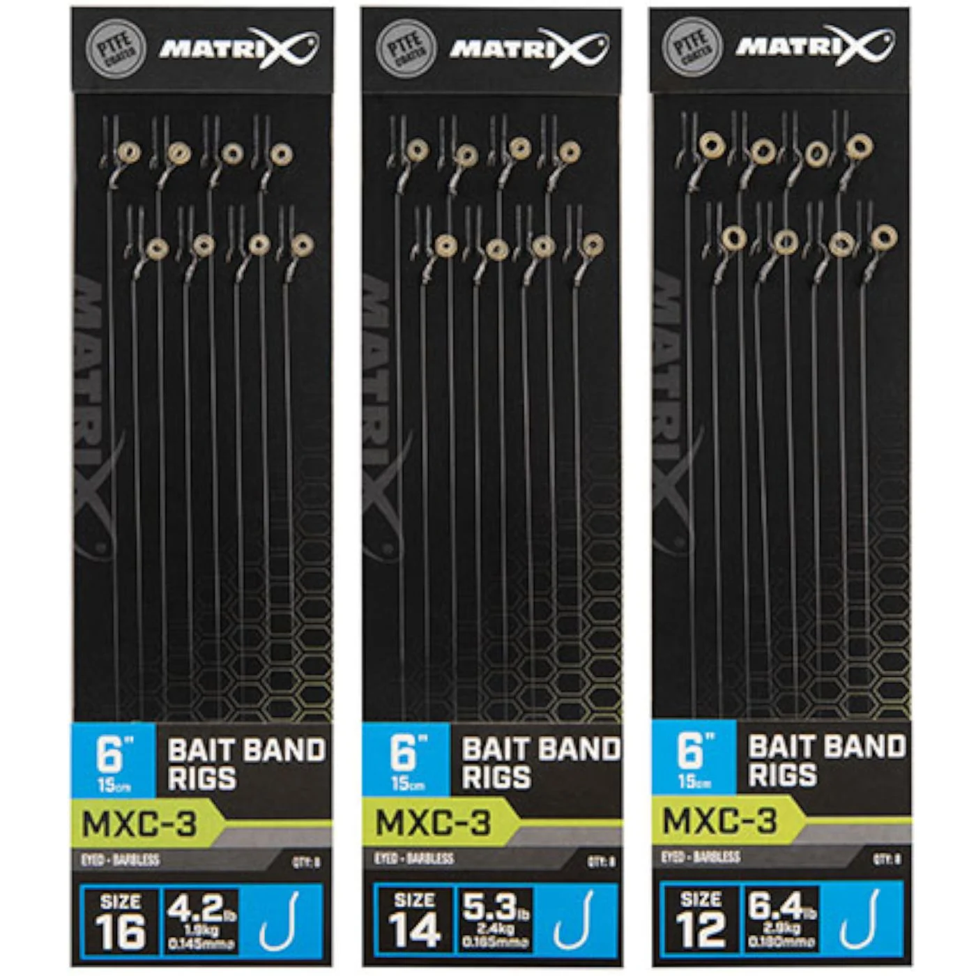 Fox Matrix MXC-3 Bait Bands Rigs 15cm - 8 Pelletrigs Gr. 16 /1.9kg /0.145mm