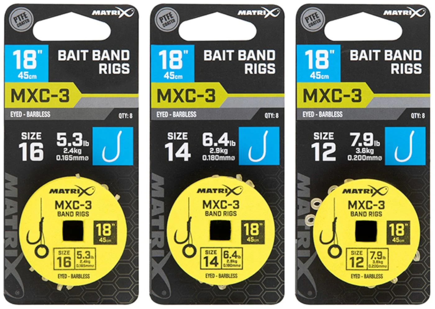 Fox Matrix MXC-3 Barbless Bait Band Rigs 45cm - 8 Friedfischhaken