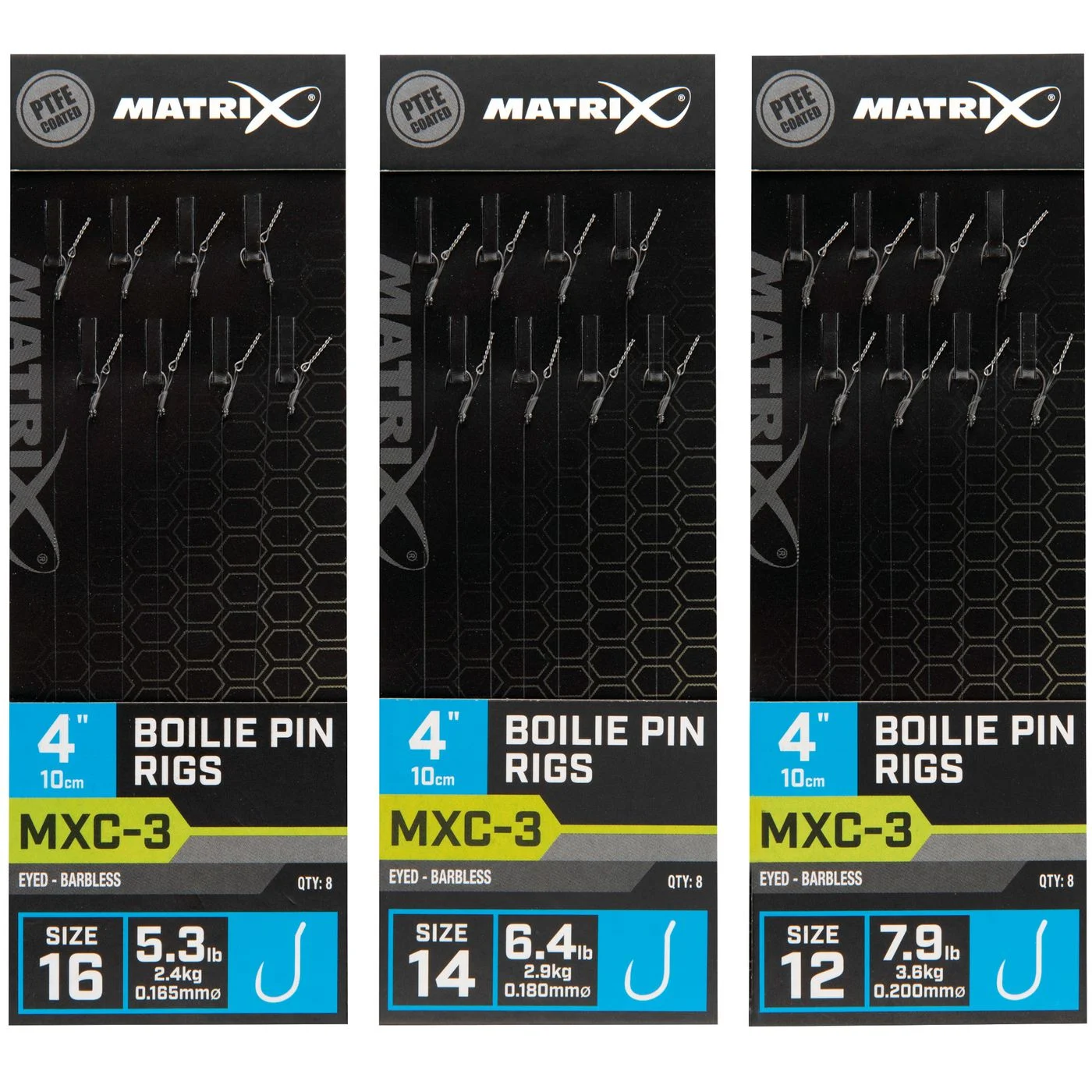 Fox Matrix MXC-3 Barbless Boilie Pin Rigs 10cm - 8 Feedervorfächer
