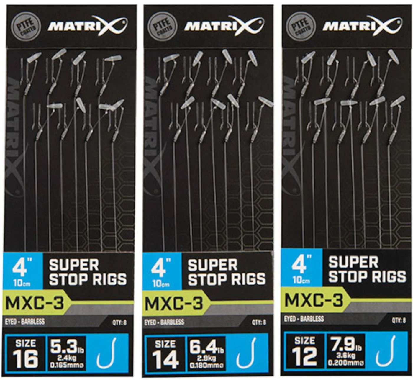 Fox Matrix MXC-3 Super Stops Rigs 10cm - 8 Feedervorfächer Gr. 16 /2.4kg /0.165mm