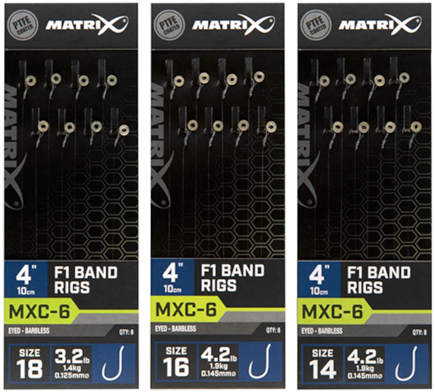 Fox Matrix MXC-6 Barbless F1 Bands Rigs 10cm - 8 Stipphaken