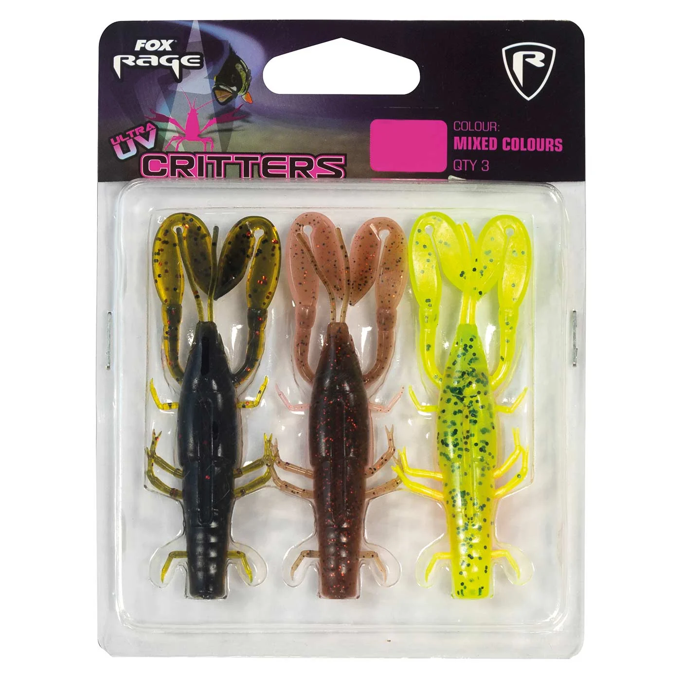 Fox Rage Critter 9 cm (3,5") Mixed UV Colour Pack 3 Stück