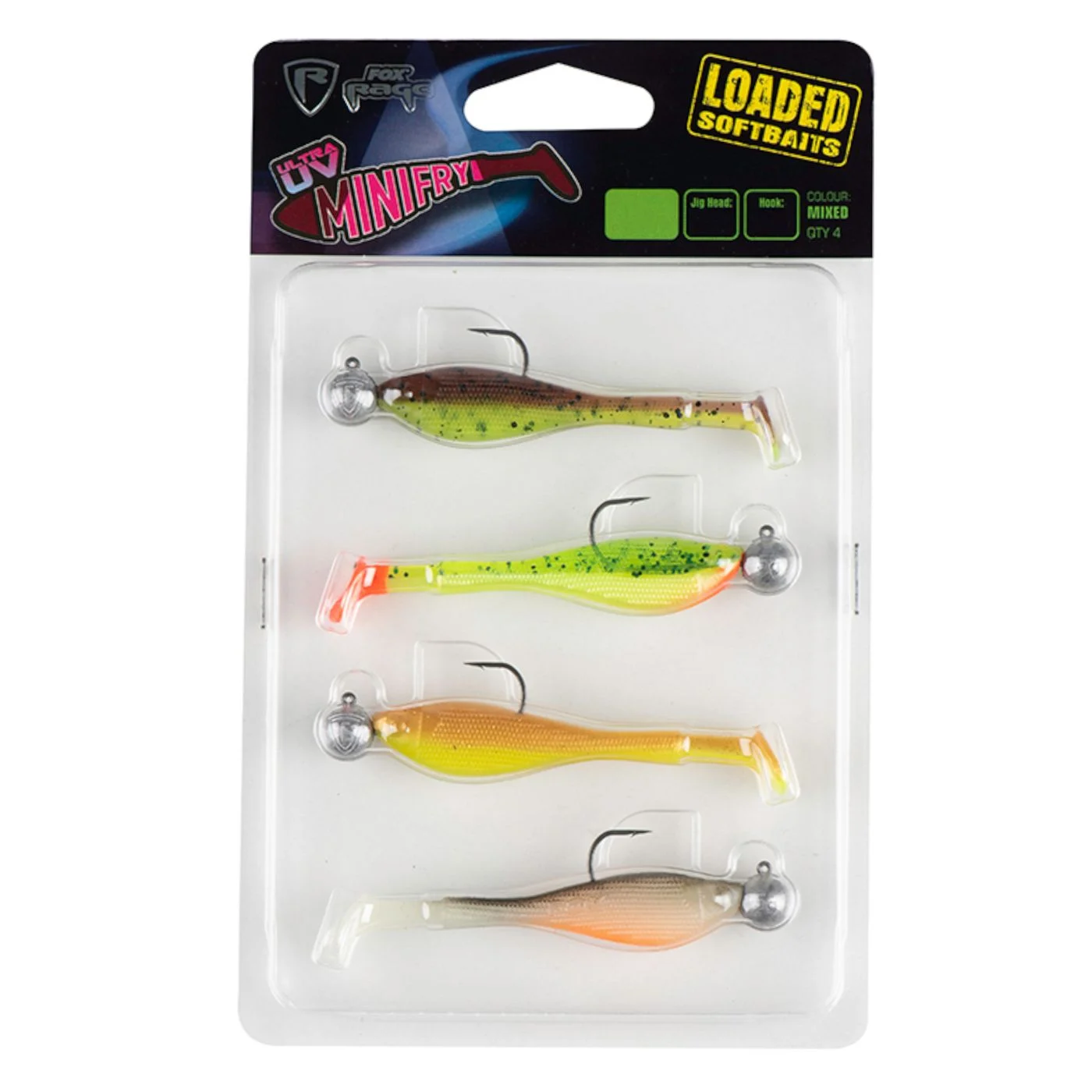 Fox Rage Mini Fry Mixed UV Colour Pack 7cm 5g 1/0 - 4 Gummifische