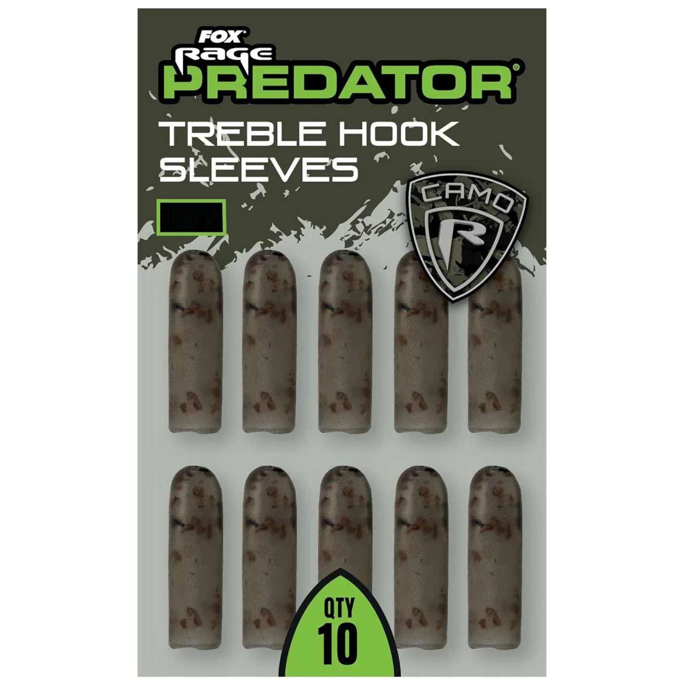 Fox Rage Predator Camo Treble Hook Sleeves - 10 Hülsen zum Vorfachbau Large