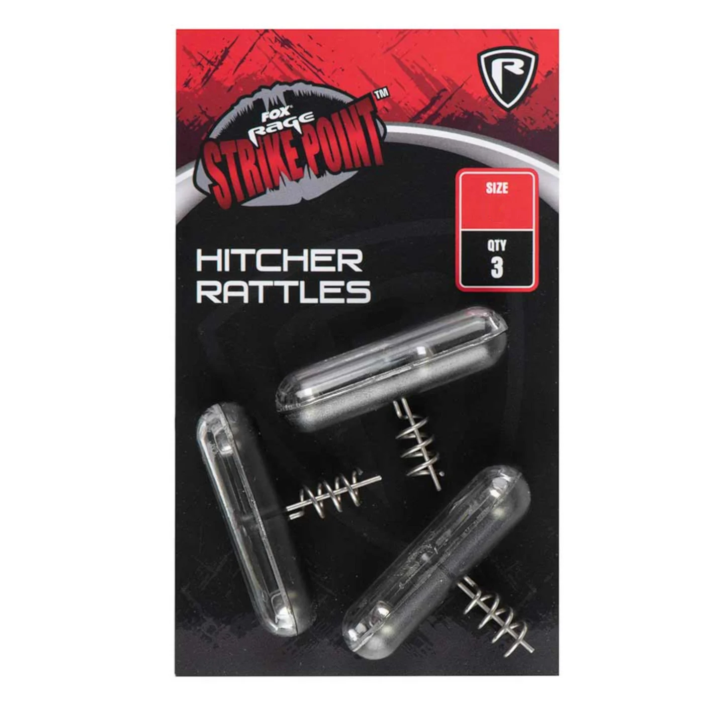 Fox Rage Strike Point Hitcher Rattle- 3 Rasseln für Gummiköder Small Chamber – 15mm /Corkscrew – 10.4mm