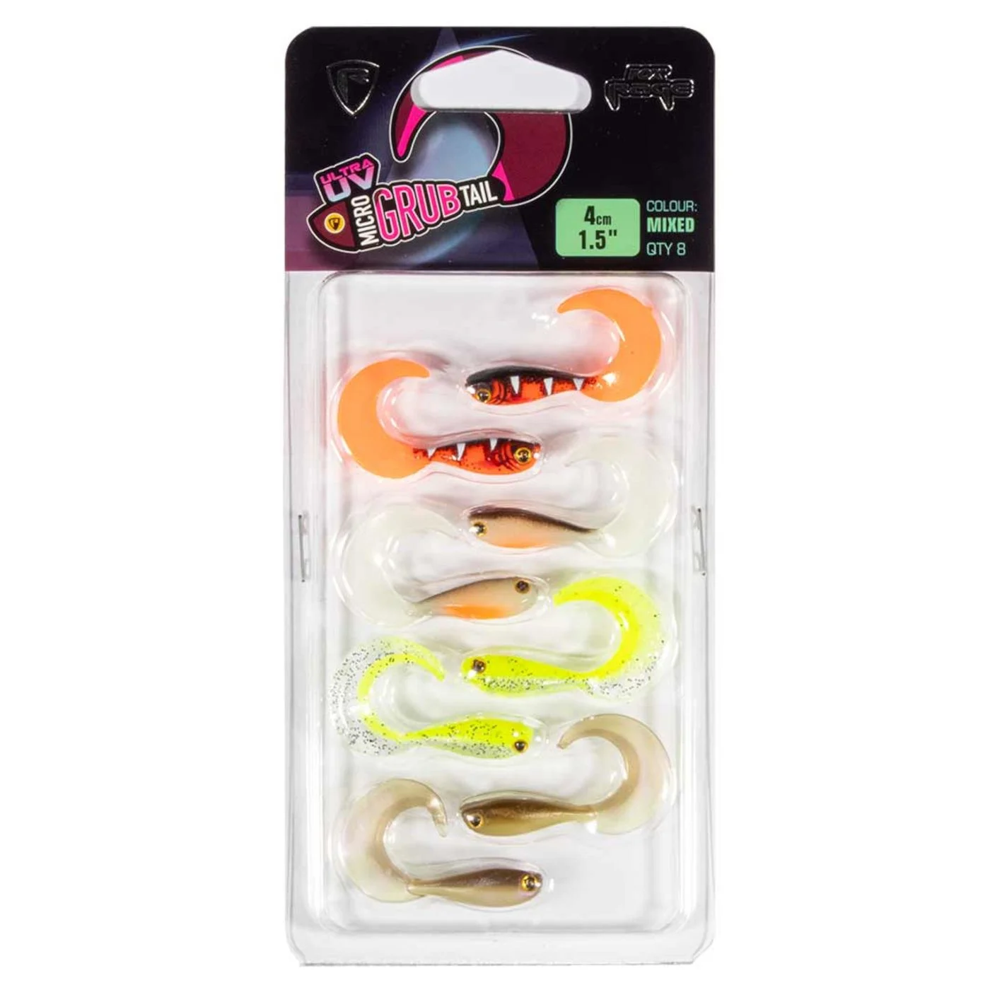 Fox Rage UV Micro Grub Mixed Pack 4cm - 8 Gummifische