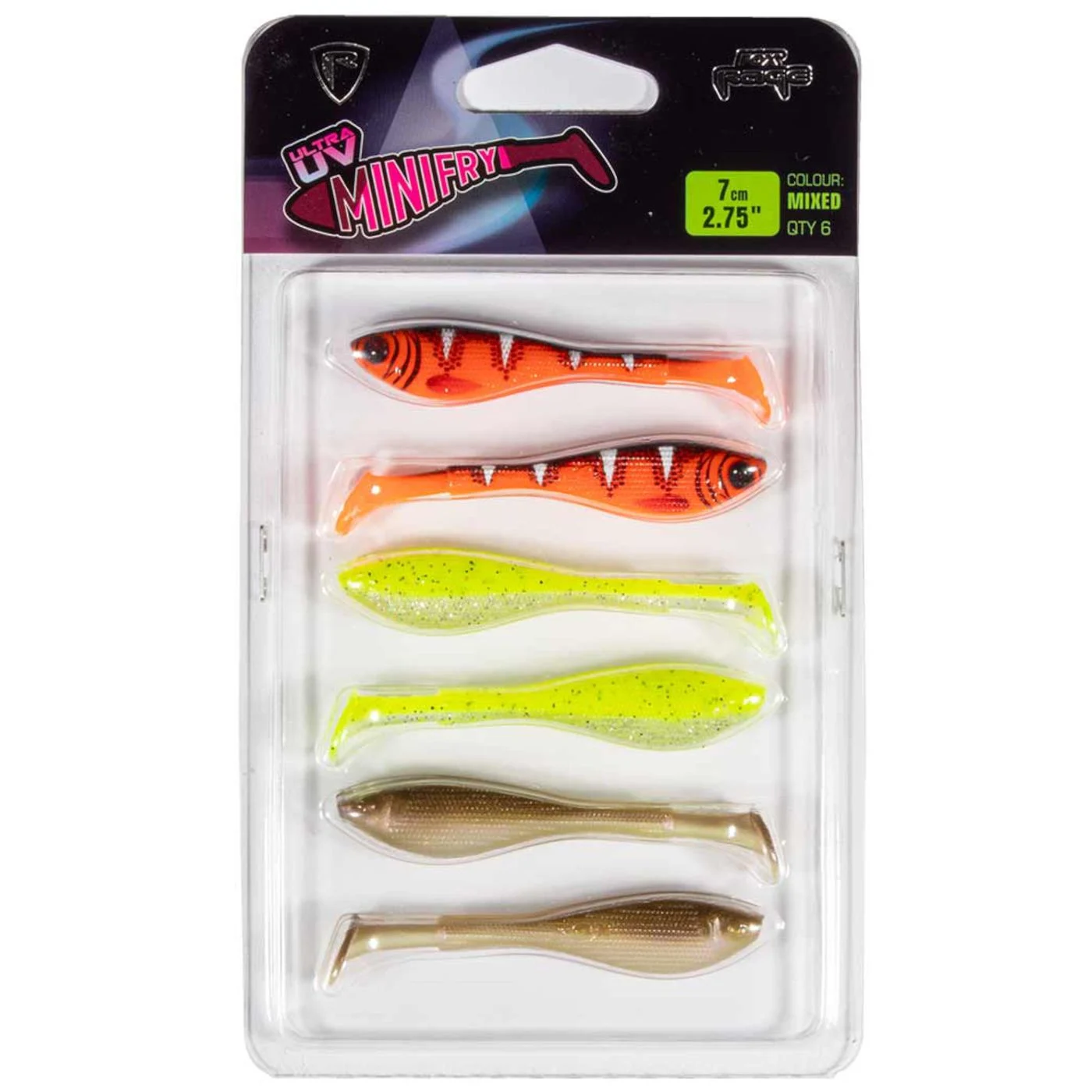 Fox UV Micro Mini Fry 7cm Mixed X - 6 Gummifische