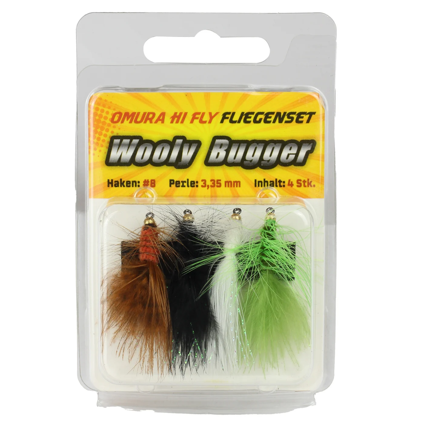 FTM Omura Hi-Fly Fliegenset Wooly Bugger 1 #8 - 4 Fliegen im Set