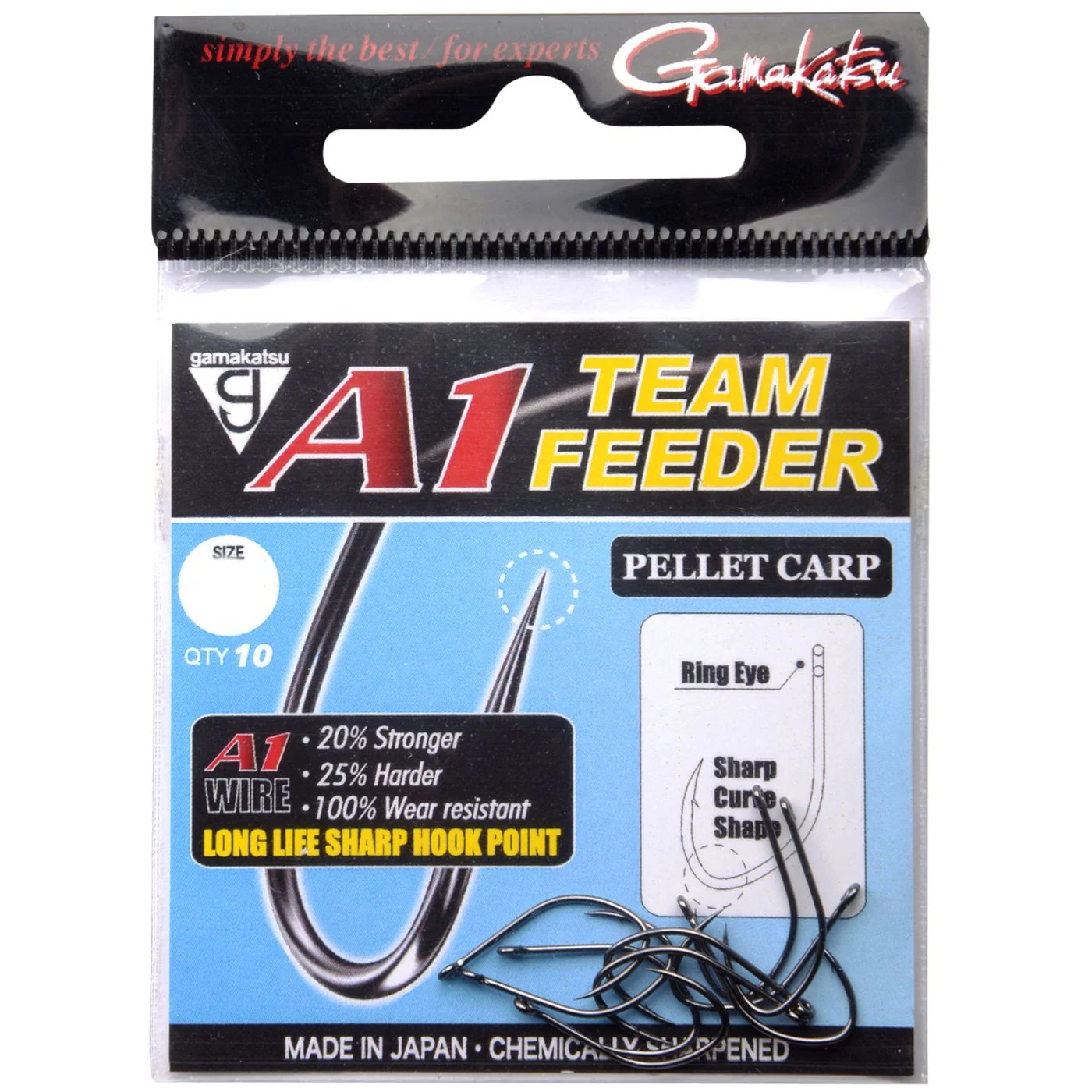 Gamakatsu A1 Team Feeder Eyed Hooks Pellet Carp - 10 Angelhaken