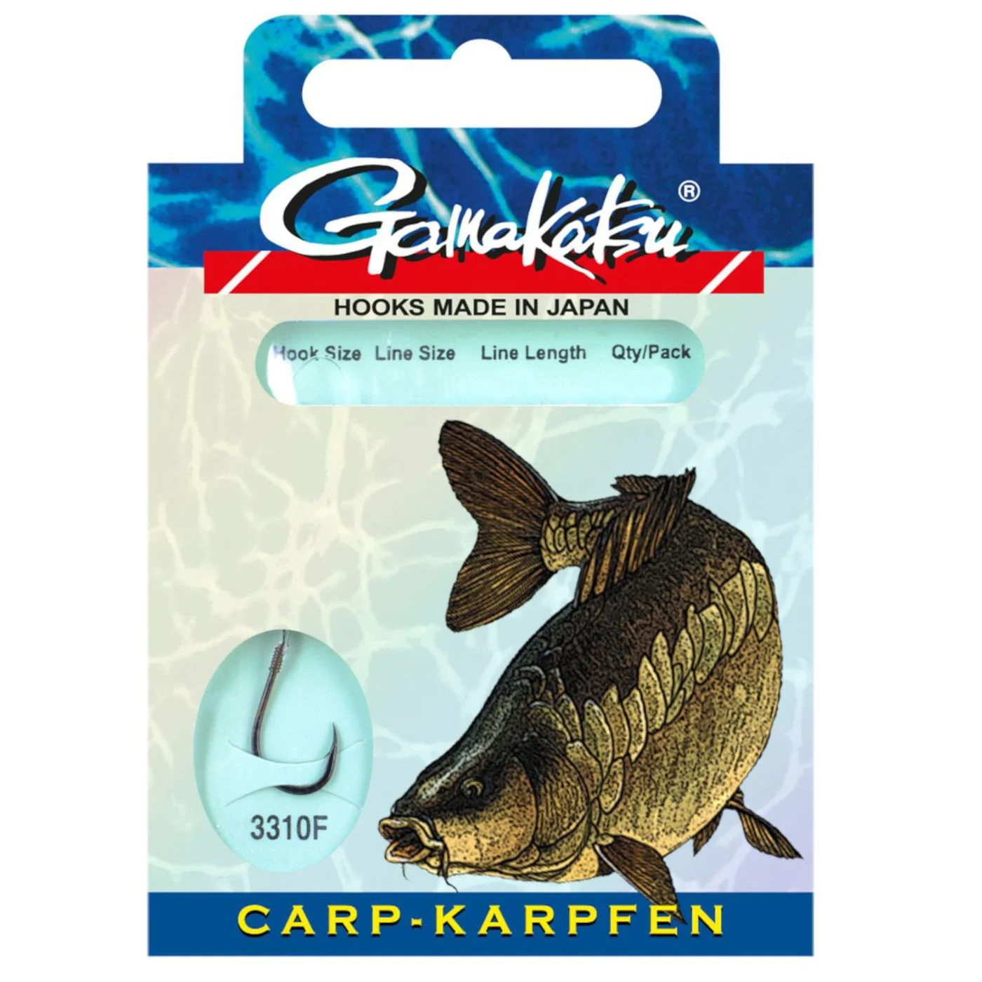 Gamakatsu Karpfen LS-3310 NS Black - 10 gebundene Angelhaken Gr. 6 / 0.28mm